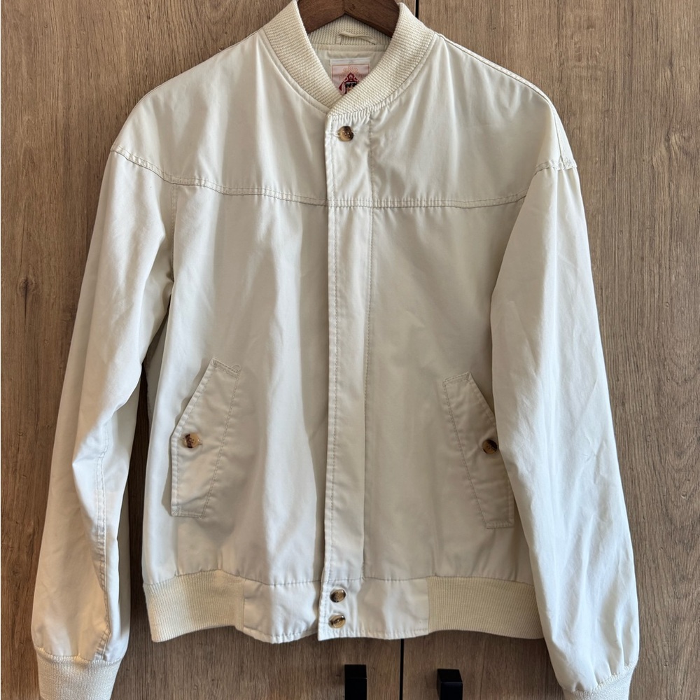 Vintage 80s Fashioned Sportwear Cup Shoulder Jacket - Cream - M